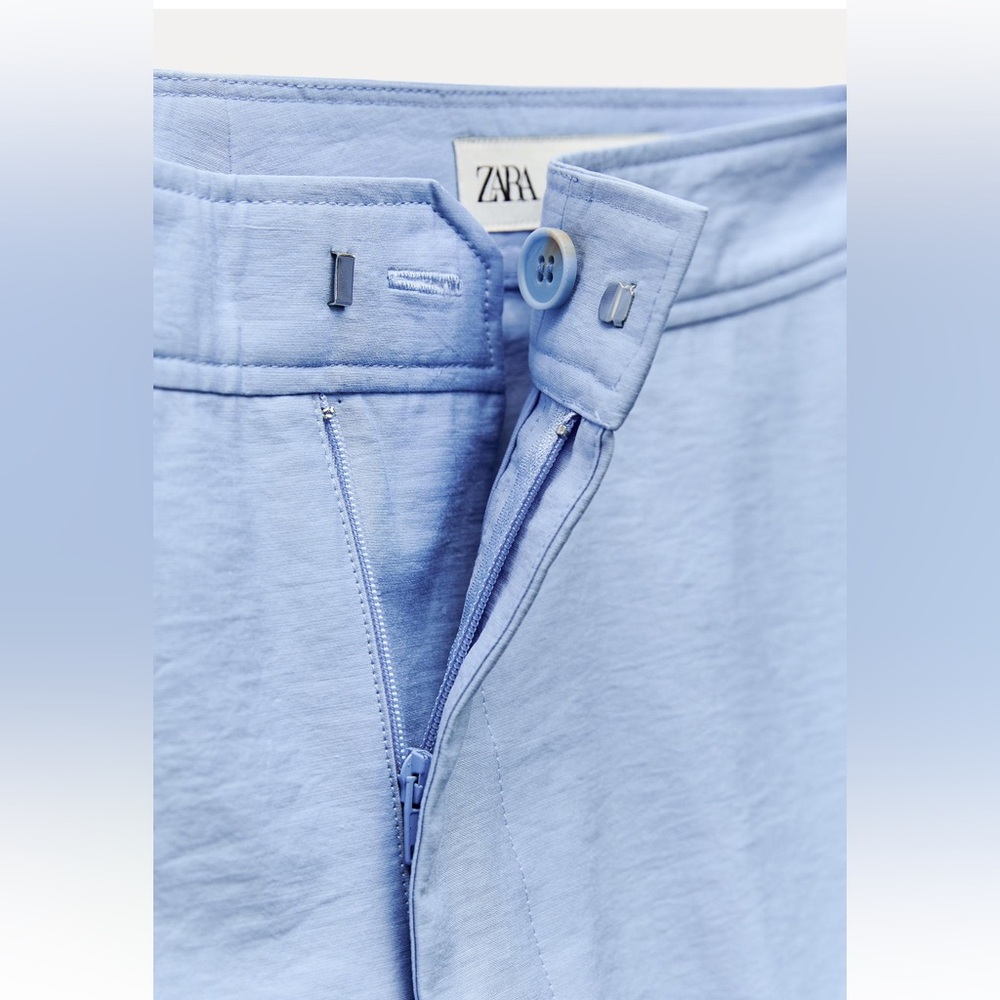 Zara Light Blue Straight Leg Pants - Picture 7 of 16